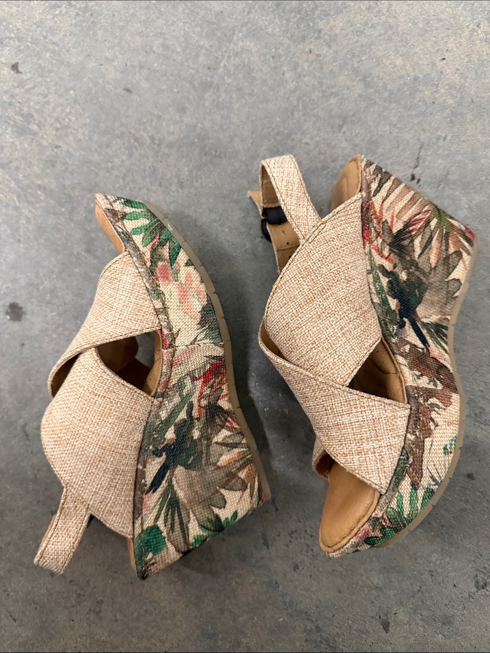 Born Taupe Crisscross Wedge Sandals - Picture 4 of 5